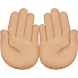 palmas unidas para cima: pele morena clara