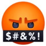 Rosto com símbolos na boca - Facebook