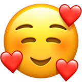 Rosto sorridente com 3 corações