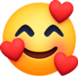 Rosto sorridente com 3 corações - Facebook