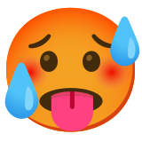Rosto fervendo de calor - Noto Color Emoji