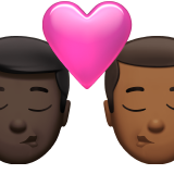 beijo: homem, homem, pele escura e pele morena escura