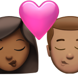 beijo: mulher, homem, pele morena escura e pele morena