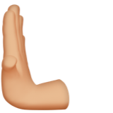 mão empurrando para a esquerda: pele morena clara