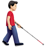 homem com bengala para cego: pele clara e de frente para a direita