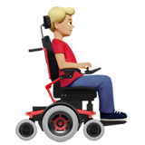 homem em cadeira de rodas motorizada: pele morena clara e de frente para a direita