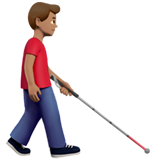 homem com bengala para cego: pele morena e de frente para a direita