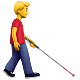 homem com bengala para cego: de frente para a direita