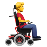 homem em cadeira de rodas motorizada: de frente para a direita