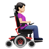 mulher em cadeira de rodas motorizada: pele clara e de frente para a direita