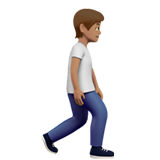 pessoa andando: pele morena e de frente para a direita