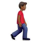 homem andando: pele morena escura e de frente para a direita