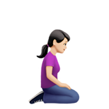 mulher ajoelhando: pele clara e de frente para a direita