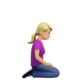 mulher ajoelhando: pele morena clara e de frente para a direita