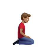 homem ajoelhando: pele morena e de frente para a direita