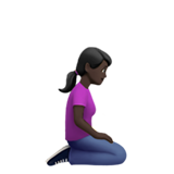 mulher ajoelhando: pele escura e de frente para a direita