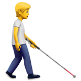 pessoa com bengala para cego: de frente para a direita