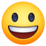 Rosto risonho com olhos bem abertos - Facebook