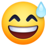 Rosto risonho com gota de suor - Facebook