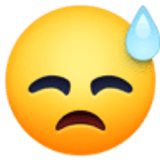 Rosto cabisbaixo com gota de suor - Facebook