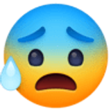 Rosto ansioso com gota de suor - Facebook