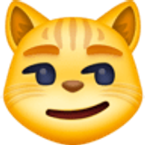 Rosto de gato com sorriso irônico - Facebook