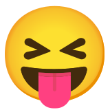 Rosto com olhos semicerrados e língua para fora - Noto Color Emoji