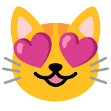 Rosto de gato sorridente com olhos de coração - Noto Color Emoji