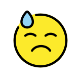 Rosto cabisbaixo com gota de suor - OpenMoji