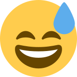 Rosto risonho com gota de suor - Twitter / X