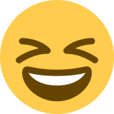 Rosto risonho com olhos semicerrados - Twitter / X