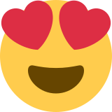 Rosto sorridente com olhos de coração - Twitter / X