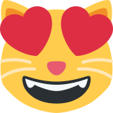 Rosto de gato sorridente com olhos de coração - Twitter / X