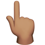 dorso da mão com indicador apontando para cima: pele morena