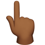 dorso da mão com indicador apontando para cima: pele morena escura