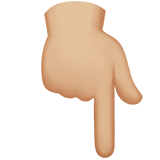 dorso da mão com indicador apontando para baixo: pele morena clara