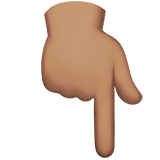 dorso da mão com indicador apontando para baixo: pele morena