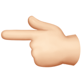 dorso da mão com indicador apontando para a esquerda: pele clara