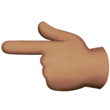 dorso da mão com indicador apontando para a esquerda: pele morena