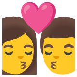 Beijo: mulher e homem - Noto Color Emoji