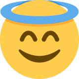 Rosto sorridente com auréola - Twitter / X