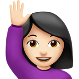 mulher levantando a mão: pele clara