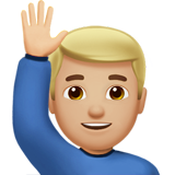 homem levantando a mão: pele morena clara