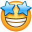 Rosto sorridente com olhos de estrela U+1F929 Rosto sorridente com olhos de estrela U+1F929
