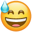 Carinha sorridente boca aberta suor frio U+1F605 Carinha sorridente boca aberta suor frio U+1F605